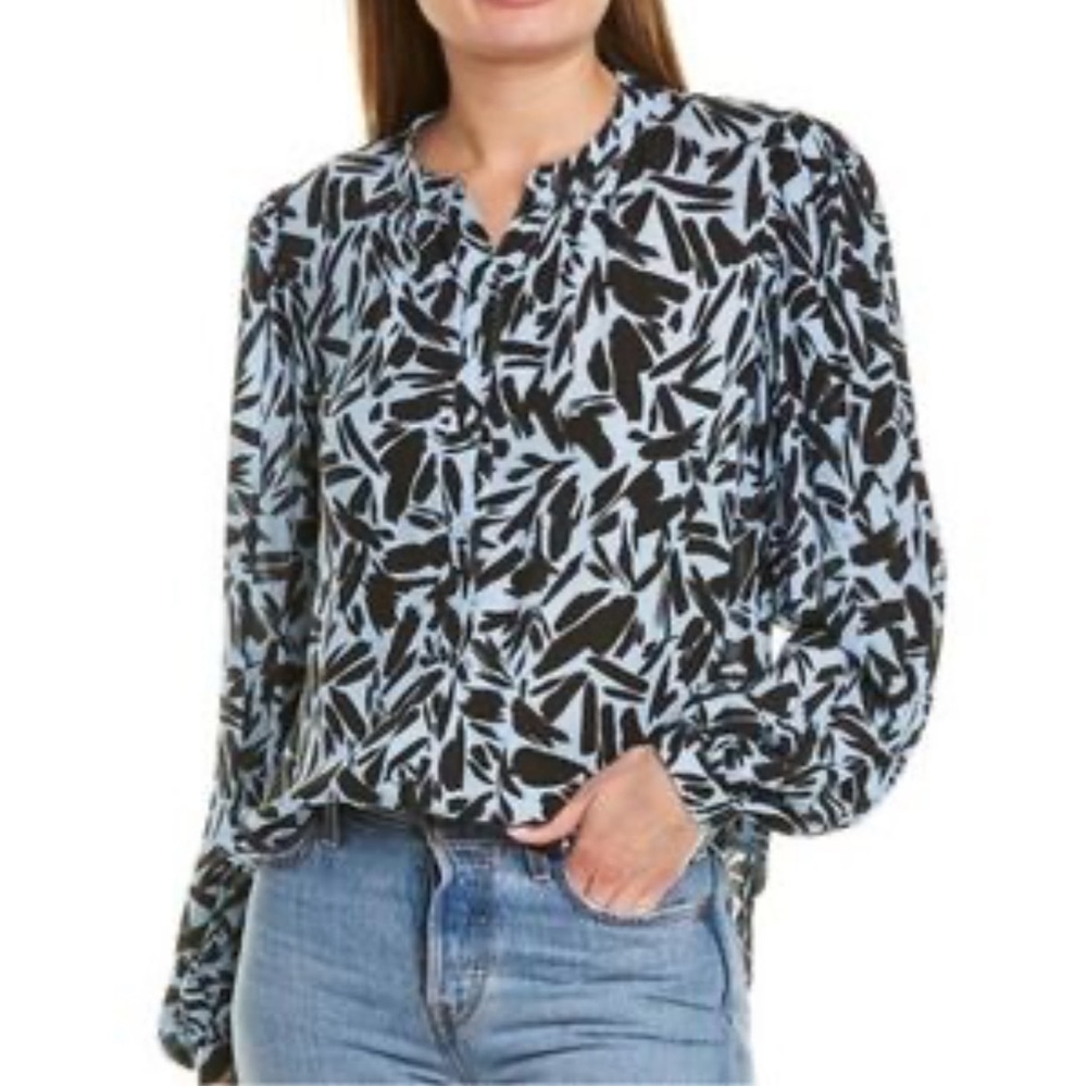 Veronica Beard Ashlynn Brushstroke Silk Blend Blouse Sz 0 - Picture 2 of 8